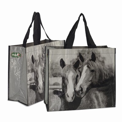 High Capacity Recycled Promotional Custom Off Print Shopping PP Woven Bags With Handles
